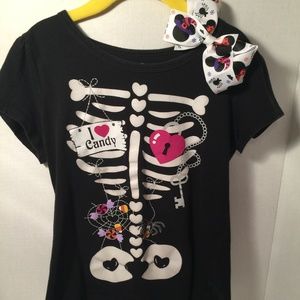 Girls Size 7-8 Halloween shirt & bow